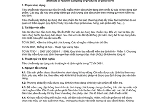 Tiêu chuẩn quốc gia TCVN 4441:2009 về Phương pháp lấy mẫu ngẫu nhiên sản phẩm dạng đơn chiếc