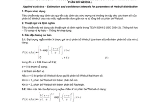 Tiêu chuẩn quốc gia TCVN 4554:2009 về Thống kê ứng dụng - Ước lượng và khoảng tin cậy đối với các tham số của phân bố Weibull