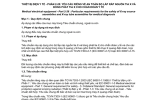 Tiêu chuẩn quốc gia TCVN 7303-2-28:2009 (IEC 60601-2-28 :1993) về Thiết bị điện y tế - Phần 2-28: Yêu cầu riêng về an toàn bộ lắp ráp nguồn tia X và bóng phát tia X cho chẩn đoán y tế