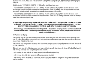 Tiêu chuẩn quốc gia TCVN 8128-1:2009 (ISO/TS 11133-1 : 2009) về Vi sinh vật trong thực phẩm và thức ăn chăn nuôi - Hướng dẫn chuẩn bị và sản xuất môi trường nuôi cấy - Phần 1: Hướng dẫn chung về đảm bảo chất lượng đối với việc chuẩn bị môi trường nuôi cấy trong phòng thử nghiệm