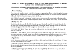 Tiêu chuẩn quốc gia TCVN 8129:2009 (ISO 18593 : 2004) về Vi sinh vật trong thực phẩm và thức ăn chăn nuôi - Phương pháp lấy mẫu bề mặt sử dụng đĩa tiếp xúc và lau bề mặt