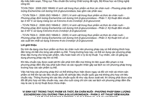 Tiêu chuẩn quốc gia TCVN 7924-2:2008 (ISO 16649-2 : 2001) về Vi sinh vật trong thực phẩm và thức ăn chăn nuôi - Phương pháp định lượng Escherichia coli dương tính beta-glucuronidaza - Phần 2: Kỹ thuật đếm khuẩn lạc ở 44 độ C sử dụng 5-bromo-4-clo-3-indolyl beta-D-glucuronid