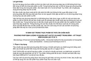 Tiêu chuẩn quốc gia TCVN 7906:2008 (ISO 15214:1998) về Vi sinh vật trong thực phẩm và thức ăn chăn nuôi - Phương pháp định lượng vi khuẩn axit lactic ưa nhiệt trung bình - Kỹ thuật đếm khuẩn lạc ở 30 độ C