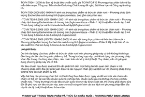 Tiêu chuẩn quốc gia TCVN 7924-1:2008 (IEC 60721-1: 2002) về Vi sinh vật trong thực phẩm và thức ăn chăn nuôi - Phương pháp định lượng Escherichia coli dương tính beta-glucuronidaza - Phần 1: Kỹ thuật đếm khuẩn lạc ở 44 độ C sử dụng màng lọc và 5-bromo-4-clo-3-indolyl beta-D-glucuronid