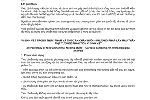 Tiêu chuẩn quốc gia TCVN 7925:2008 (ISO 17604 : 2003) về Vi sinh vật trong thực phẩm và thức ăn chăn nuôi - Phương pháp lấy mẫu thân thịt tươi để phân tích vi sinh vật