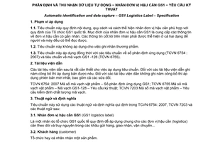 Tiêu chuẩn quốc gia TCVN 7201:2007 (GS1 General Specification) về Phân định và thu nhận dữ liệu tự động – Nhãn đơn vị hậu cần GS1 – Yêu cầu kỹ thuật