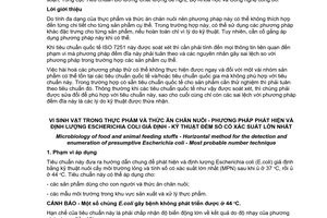 Tiêu chuẩn quốc gia TCVN 6846:2007 (ISO 7251:2005) về Vi sinh vật trong thực phẩm và thức ăn chăn nuôi - Phương pháp phát hiện và định lượng Escherichia coli giả định - Kỹ thuật đếm số có xác suất lớn nhất