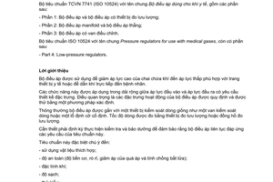 Tiêu chuẩn quốc gia TCVN 7741-1:2007 (ISO 10524-1:2006) về Bộ điều áp dùng cho khí y tế - Phần 1: Độ điều áp và bộ điều áp có thiết bị đo lưu lượng