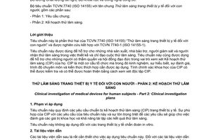 Tiêu chuẩn quốc gia TCVN 7740-2:2007 (ISO 14155-2:2003) về Thử lâm sàng trang thiết bị y tế đối với con người - Phần 2: Kế hoạch thử lâm sàng