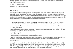 Tiêu chuẩn quốc gia TCVN 7740-1:2007 (ISO 14155-1:2003) về Thử lâm sàng trang thiết bị y tế đối với con người - Phần 1: Yêu cầu chung