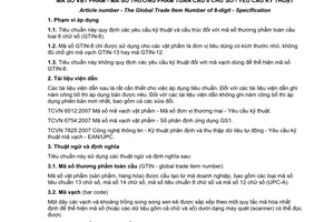 Tiêu chuẩn quốc gia TCVN 6940:2007 (GS1 General Specification) về Mã số vật phẩm - Mã số thương phẩm toàn cầu 8 chữ số - Yêu cầu kỹ thuật