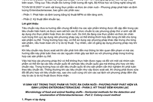 Tiêu chuẩn quốc gia TCVN 5518-2:2007 (ISO 21528-2:2004) về Vi sinh vật trong thực phẩm và thức ăn chăn nuôi - Phương pháp phát hiện và định lượng enterobacteriaceae - Phần 2: Kỹ thuật đếm khuẩn lạc