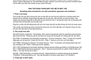 Tiêu chuẩn quốc gia TCVN 7005:2002 (ISO 5367 : 2000) về Ống thở dùng trong máy gây mê và máy thở