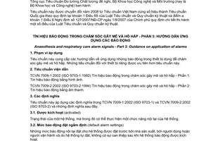 Tiêu chuẩn quốc gia TCVN 7009-3:2002 (ISO 9703-3:1998) về Tín hiệu báo động trong chăm sóc gây mê và hô hấp - Phần 3: Hướng dẫn ứng dụng các báo động