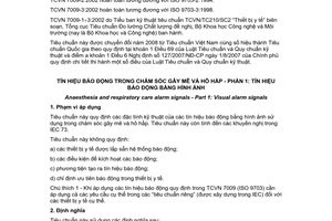 Tiêu chuẩn quốc gia TCVN 7009-1:2002 (ISO 9703-1:1992) về Tín hiệu báo động trong chăm sóc gây mê và hô hấp - Phần 1: Tín hiệu báo động bằng hình ảnh