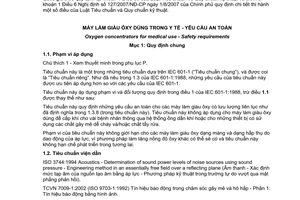 Tiêu chuẩn quốc gia TCVN 7007:2002 (ISO 8359:1996) về Máy làm giàu ôxy dùng trong y tế - Yêu cầu an toàn
