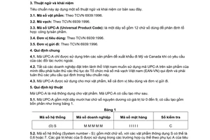 Tiêu chuẩn Việt Nam TCVN 6384:1998 về Mã số mã vạch vật phẩm - Mã UPC-A - Yêu cầu kỹ thuật