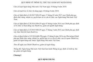 Thông tư 08/2017/TT-NHNN quy định trình tự thủ tục giám sát ngân hàng