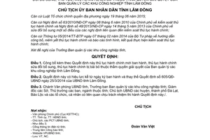 Quyết định 1686/QĐ-UBND 2017 thủ tục hành chính mới Ban Quản lý Khu công nghiệp Lâm Đồng