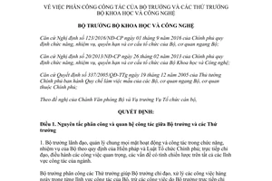 Quyết định 2058/QĐ-BKHCN 2017 phân công công tác của Bộ trưởng Thứ trưởng Bộ