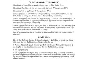 Quyết định 42/2017/QĐ-UBND mức thu nộp quản lý lệ phí đăng ký cư trú cấp chứng minh An Giang