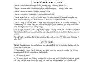 Quyết định 43/2017/QĐ-UBND quy định mức thu chế độ thu nộp quản lý lệ phí hộ tịch An Giang