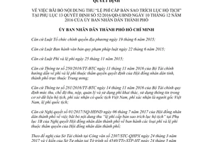 Quyết định 33/2017/QĐ-UBND bãi bỏ lệ phí cấp bản sao 52/2016/QĐ-UBND Hồ Chí Minh