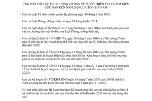 Kế hoạch 2104/KH-UBND 2017 ứng phó tình huống sự cố thiên tai tìm kiếm cứu nạn Hà Nam 2020