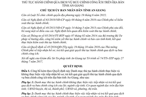 Quyết định 2358/QĐ-UBND 2017 thủ tục hành chính thực hiện tiếp nhận dịch vụ bưu công An Giang