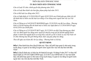 Quyết định 18/2017/QĐ-UBND quản lý tuyển dụng lao động người nước ngoài Bắc Ninh