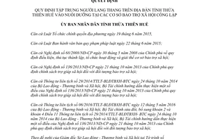 Quyết định 55/2017/QĐ-UBND tập trung người lang thang vào nuôi dưỡng tại cơ sở Bảo trợ Huế