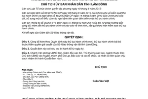 Quyết định 1715/QĐ-UBND 2017 thủ tục hành chính mới bãi bỏ Sở Giao thông vận tải Lâm Đồng