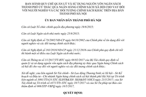 Quyết định 26/2017/QĐ-UBND ngân sách ủy thác Ngân hàng cho vay người nghèo Hà Nội