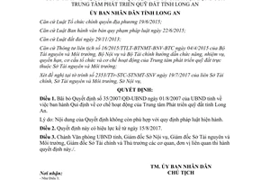 Quyết định 36/2017/QĐ-UBND bãi bỏ 35/2007/QĐ-UBND hoạt động Trung tâm Phát triển đất Long An