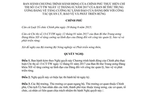 Nghị quyết 71/NQ-CP 2017 thực hiện Chỉ thị 13-CT/TW tăng cường sự lãnh đạo Đảng quản lý rừng