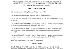 Quyết định 1163/QĐ-TTg 2017 Đẩy mạnh phổ biến pháp luật vận động đồng bào dân tộc thiểu số
