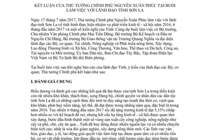 Thông báo 348/TB-VPCP 2017 kết luận Thủ tướng Chính phủ tại buổi làm việc với lãnh đạo Sơn La