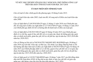 Quyết định 26/2017/QĐ-UBND mức phí giáo dục mầm non phổ thông công lập Hà Nam 2017 2018