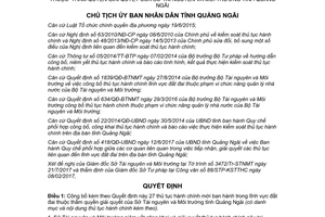 Quyết định 1426/QĐ-UBND 2017 thủ tục hành chính mới đất đai Sở Tài nguyên Quảng Ngãi
