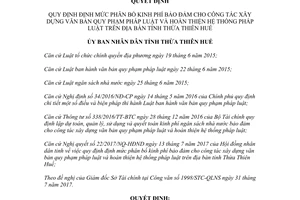 Quyết định 56/2017/QĐ-UBND mức kinh phí công tác xây dựng văn bản quy phạm Huế