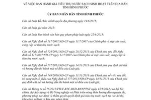 Quyết định 30/2017/QĐ-UBND giá tiêu thụ nước sạch sinh hoạt Bình Phước