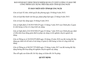 Quyết định 47/2017/QĐ-UBND quản lý chất lượng bảo trì công trình xây dựng Quảng Ngãi