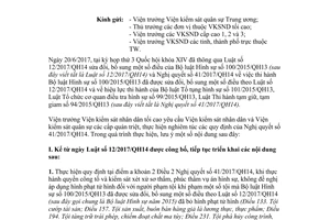 Công văn 3010/VKSTC-V14 2017 hướng dẫn 41/2017/QH14 về thi hành Bộ luật Hình sự năm 2015