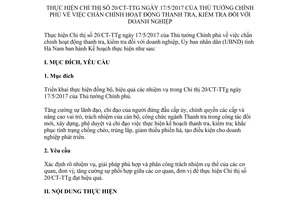 Kế hoạch 2194/KH-UBND 2017 thực hiện 20/CT-TTg thanh tra kiểm tra doanh nghiệp Hà Nam