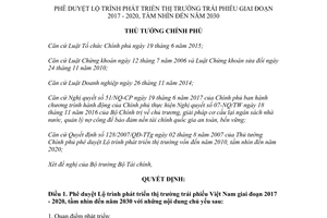 Quyết định 1191/QĐ-TTg 2017 Lộ trình phát triển thị trường trái phiếu giai đoạn 2017 2020 2030