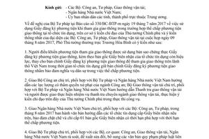 Công văn 8601/VPCP-CN 2017 Giấy đăng ký phương tiện giao thông thế chấp phương tiện giao thông