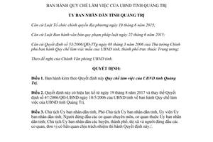 Quyết định 14/2017/QĐ-UBND Quy chế làm việc của Ủy ban nhân dân Quảng Trị