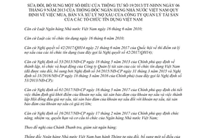 Thông tư 09/2017/TT-NHNN sửa đổi Thông tư 19/2013/TT-NHNN quy định về mua, bán và xử lý nợ xấu của Công ty Quản lý tài sản của các tổ chức tín dụng Vi