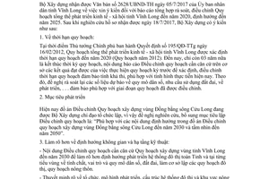 Công văn 1781/BXD-QHKT 2017 điều chỉnh Quy hoạch tổng thể phát triển kinh tế xã hội Vĩnh Long