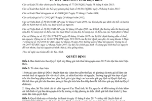 Quyết định 18/2017/QĐ-UBND Bảng giá tính thuế tài nguyên tổ chức cá nhân khai thác Điện Biên